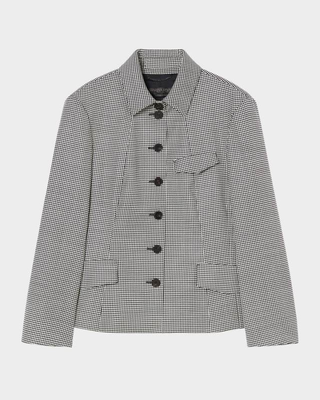 Plus Size Teglia Houndstooth Wool Twill Jacket